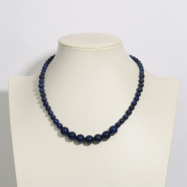 925 Sterling Silver Natural Lapis Lazuli 6 8 10mm Choker Necklace Dangle Earrings Sets Handmade Jewelry gifts For Women Mom | Vimost Shop.