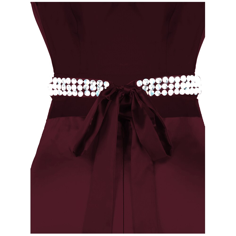Women's Spaghetti Strap Hollow Out Beading Evening Dresses Backless Luxury Birthday Party Gown Wine Red | Vimost Shop.