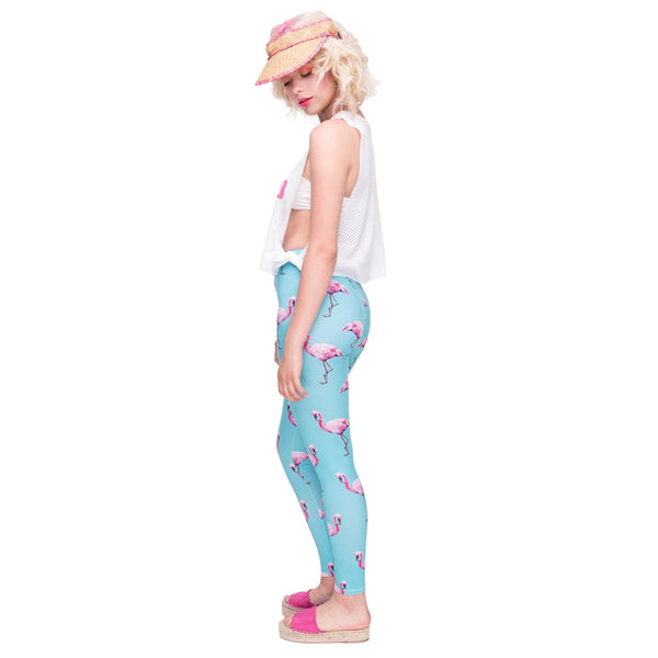 New Fashion Women Legging Cyan Flamingo Printing Leggings High Quality High Waist Woman Pants | Vimost Shop.