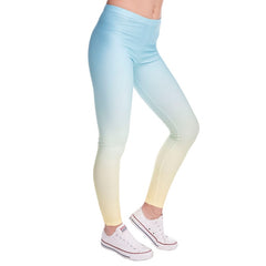 Hot sales Fashion Ombre Yellow Printed Women's Slim fit Legging workout Trousers Casual Polyester Pants Leggings