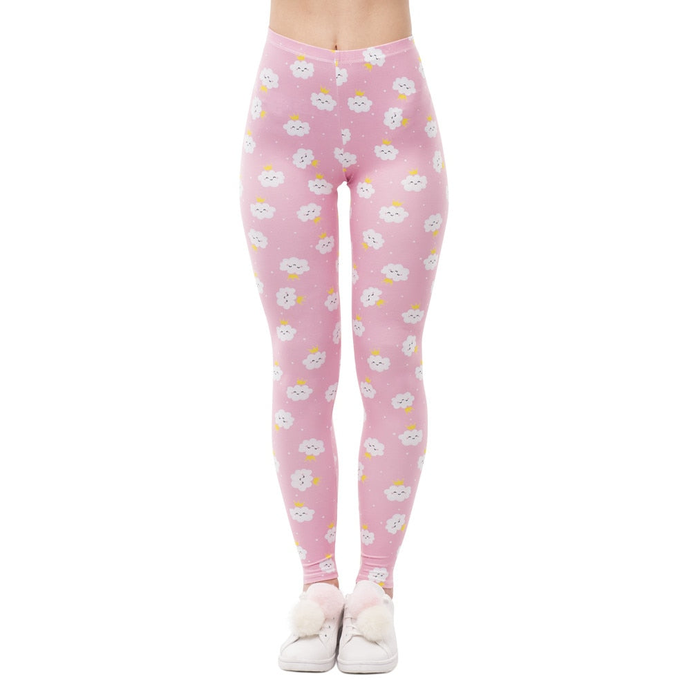 Women High Waist Legging Rincess Cloud Printing Fitness Leggings Fashion Elegant Woman Pants | Vimost Shop.