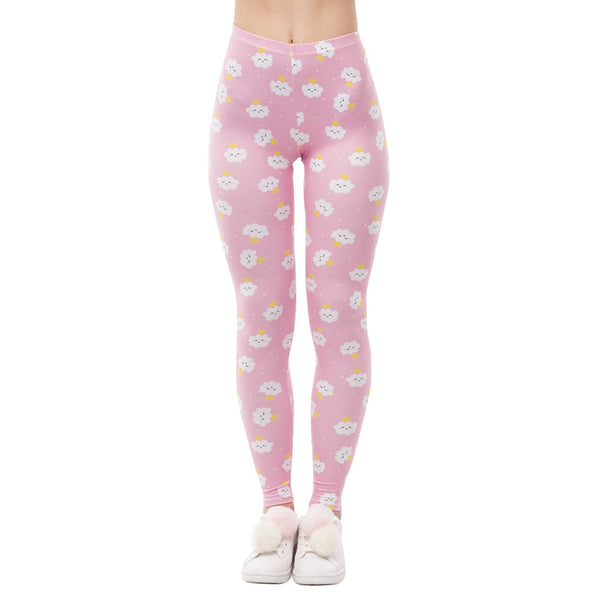 Women High Waist Legging Rincess Cloud Printing Fitness Leggings Fashion Elegant Woman Pants | Vimost Shop.