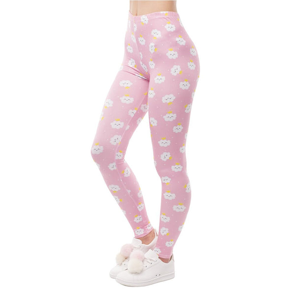 Women High Waist Legging Rincess Cloud Printing Fitness Leggings Fashion Elegant Woman Pants | Vimost Shop.