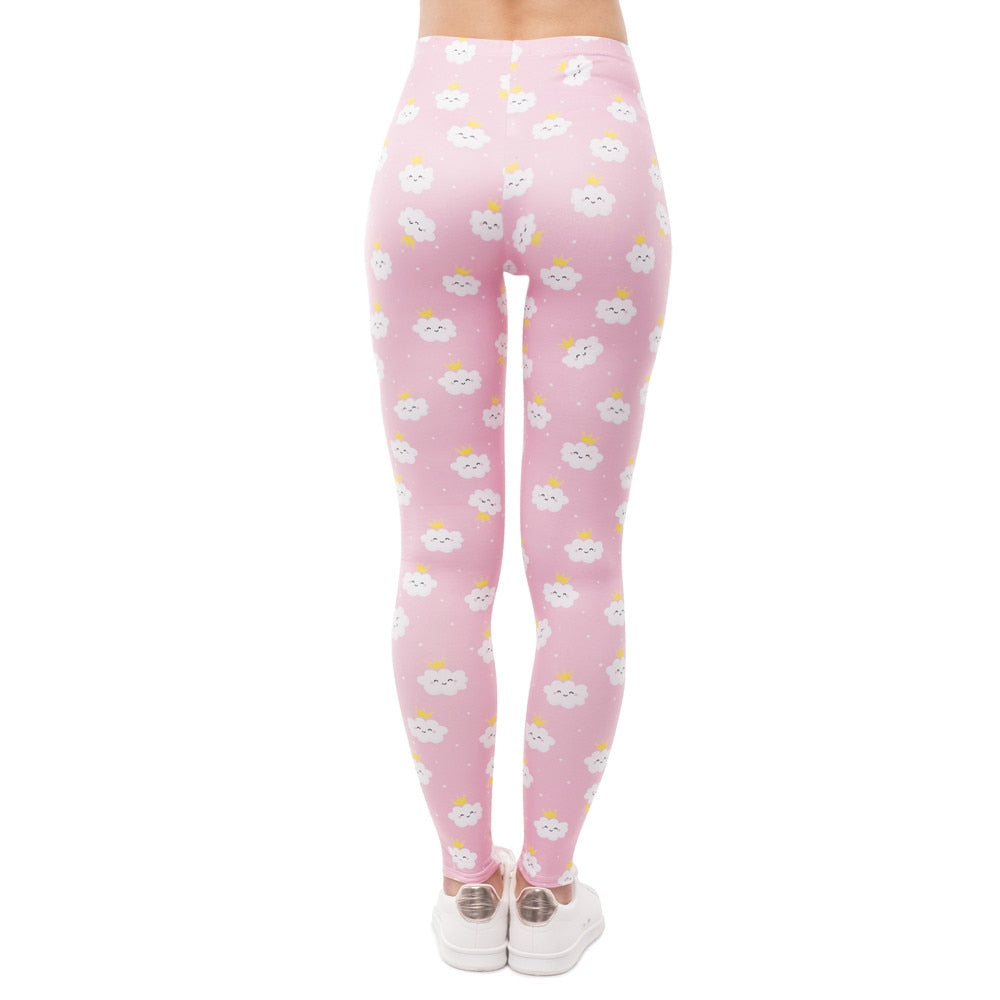 Women High Waist Legging Rincess Cloud Printing Fitness Leggings Fashion Elegant Woman Pants | Vimost Shop.