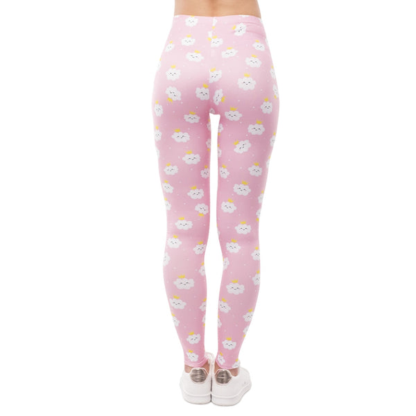 Women High Waist Legging Rincess Cloud Printing Fitness Leggings Fashion Elegant Woman Pants | Vimost Shop.