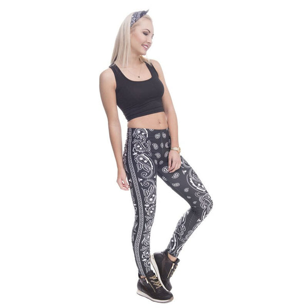High Elasticity Bandana Printed Womens Fashion Slim Fit Legging Workout Trousers Casual Pants Leggings | Vimost Shop.