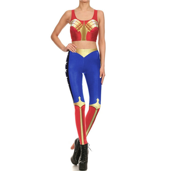 Star Wars Cosplay Costume For Women Wonder Captain America Deadpool Woman Croped Tops Leggings Sets | Vimost Shop.