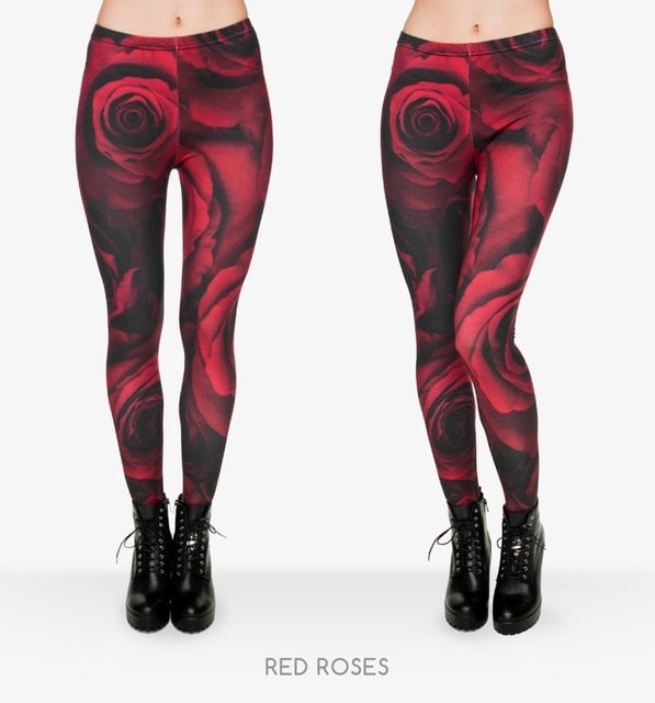Fashion Flowers Printing Legging Punk Women Legins Stretchy Trousers Casual Women Pants Leggings | Vimost Shop.