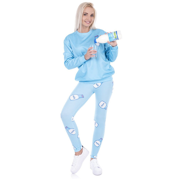 Women Legging Milk Printed Leggins for Women Trousers High Waist Blue Legins Woman Pants Stretch Leggings | Vimost Shop.