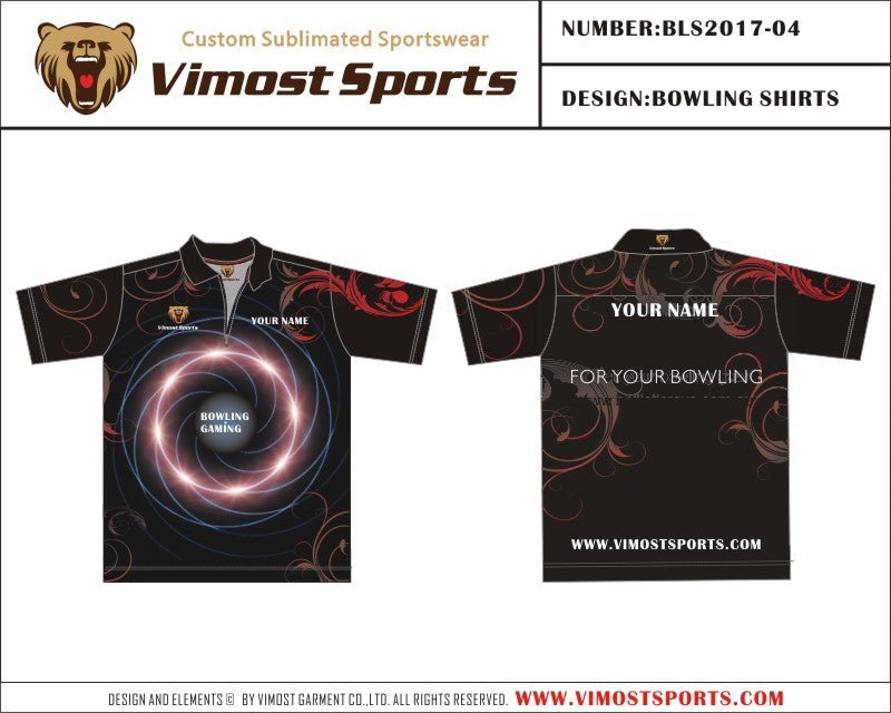 Vimost Sports Custom Design Black Bowling Shirts