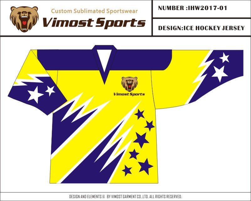Vimost Sports Design Yellow Ice Hockey Jersey