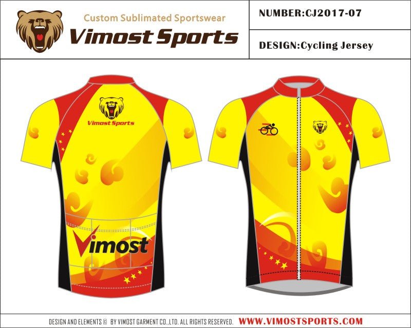 Vimost Sports Sublimated Design Yellow Cycling Tops