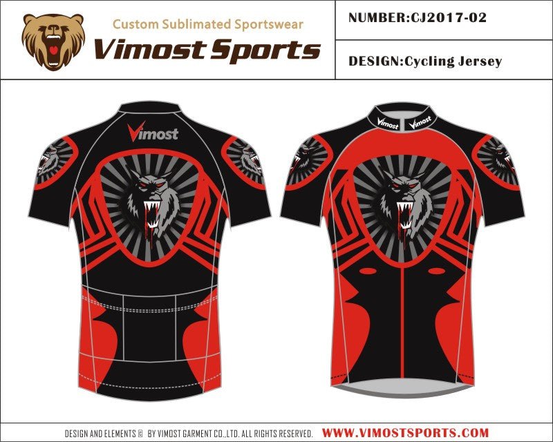 Vimost Sports Wolf Red Design Cycling Jersey