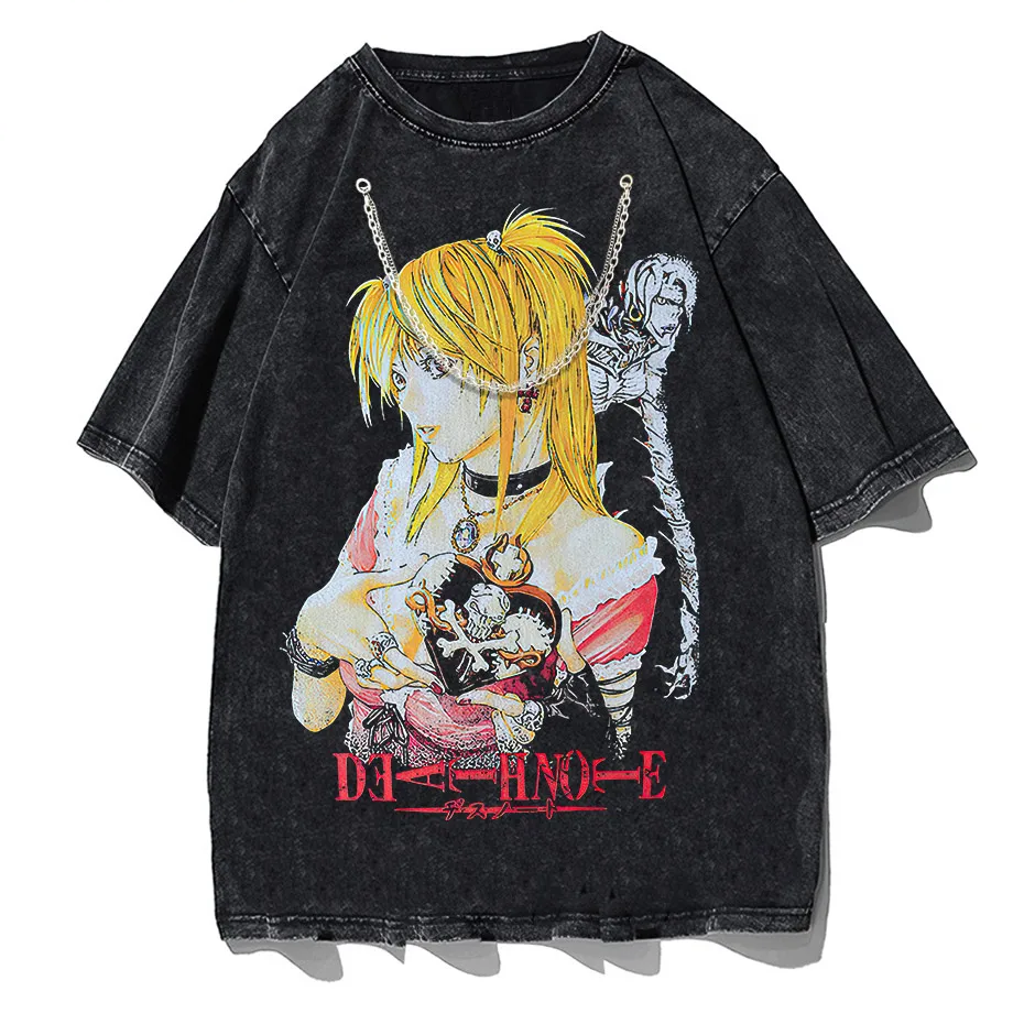 Harajuku Black Source T-Shirt Men Hip Hop Vintage Anime Graphic Oversized Cotton Tee