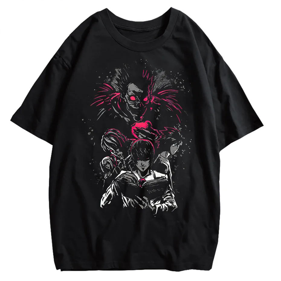 Men's Harajuku Distressed Anime Print T-Shirt Hip Hop Streetwear Cotton Oversized Tee