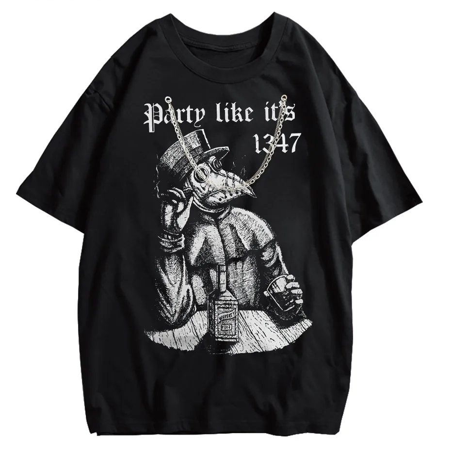 Vintage Plague Doctor Men’s Funny Medieval Horror Cotton T-Shirt