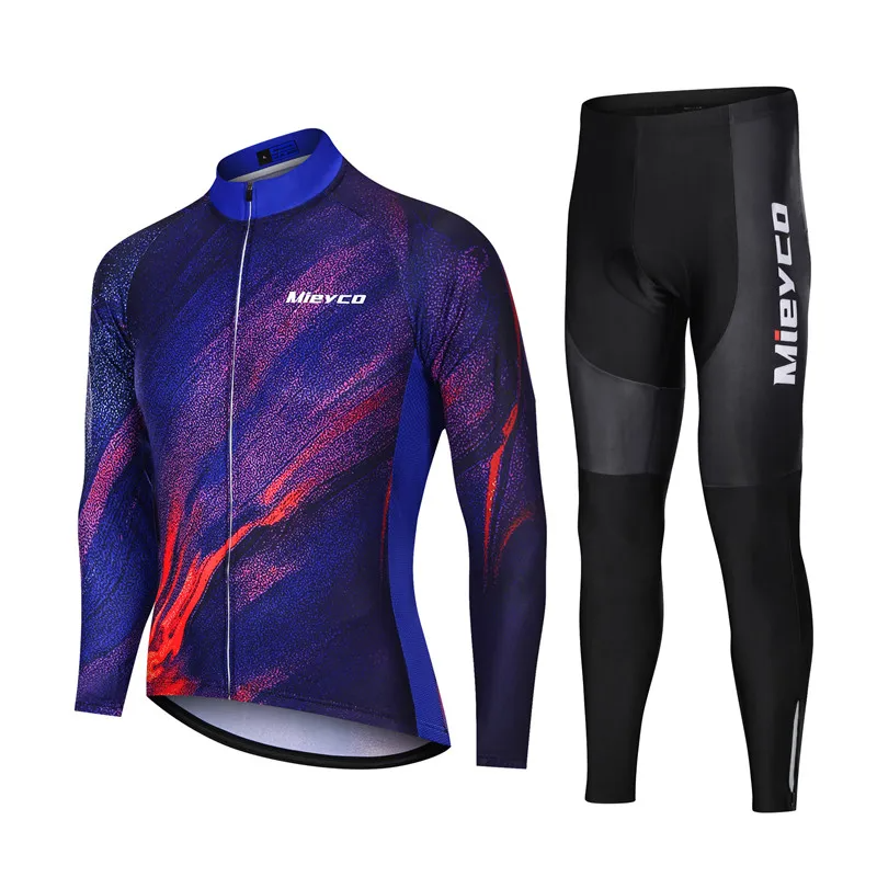 Men Long Sleeve Cycling Jersey Set MTB Road Bike Breathable Outdoor Cycling Suit