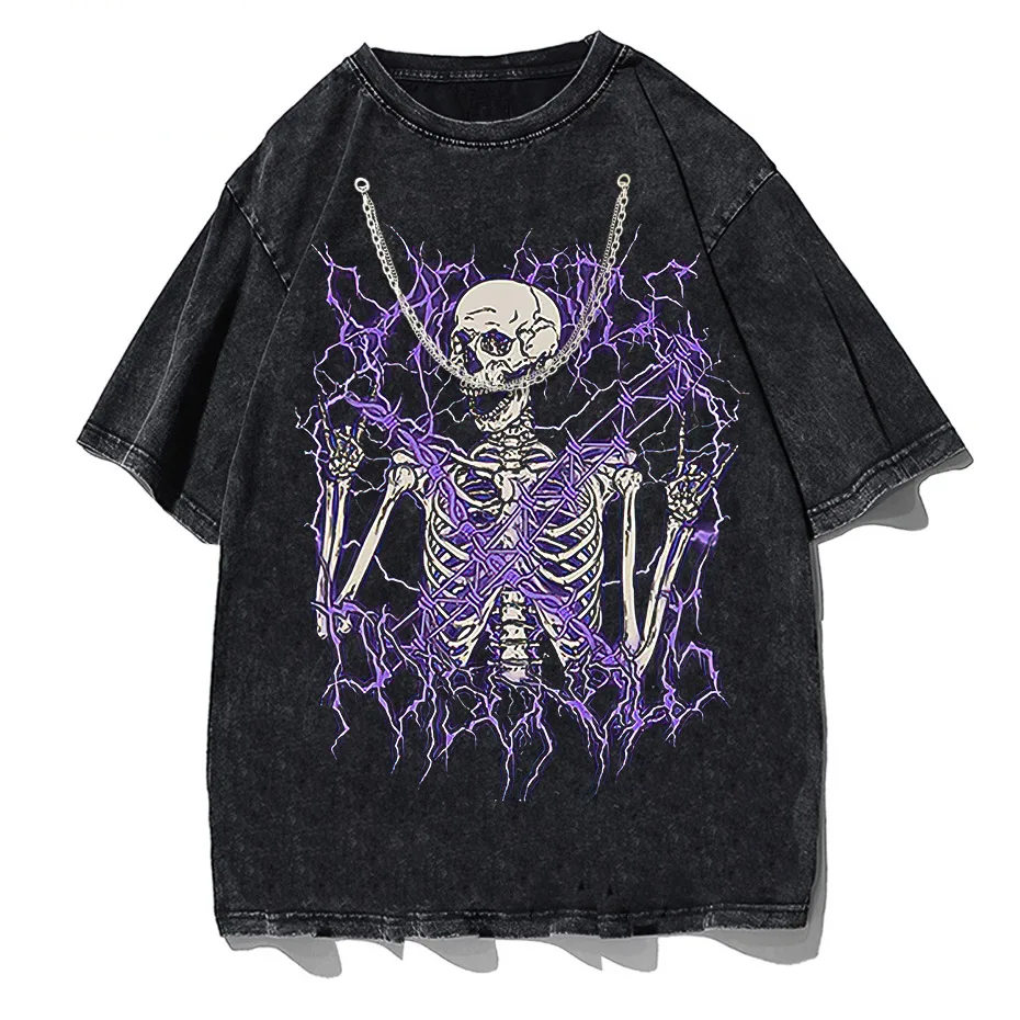 Angel Skull Graphic T-Shirt Plus Size Goth Streetwear Cotton Short Sleeve Unisex
