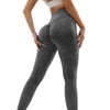 Women's Hollow Wide Band Waist Sports Leggings With Butt Ruching, Scrunch Butt Lifting Tights Seamless Yoga Tummy Control Pants