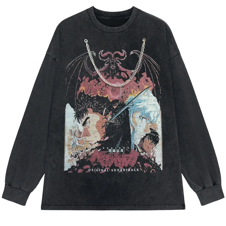 Anime Octopus Vintage Wash Harajuku T-Shirt Japanese Style Unisex