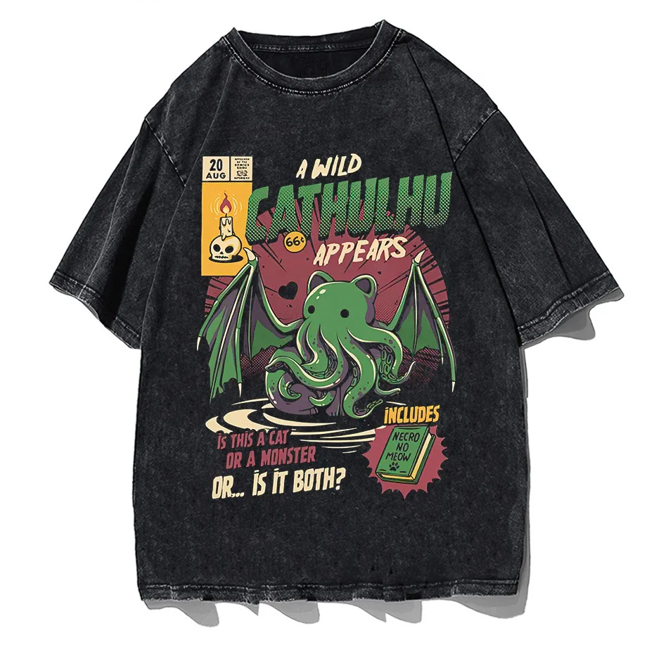 Cthulhu Graphic T-Shirt Men Short Sleeve Summer Tee