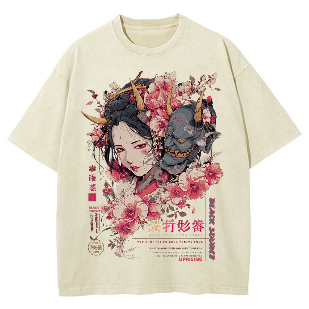 Anime Dragon Floral Graphic T Shirt Unisex Cotton Tee