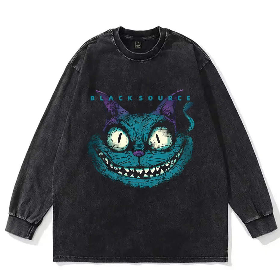 Vintage Crazy Cat Graphic T-Shirt Loose Fit Y2K Tee