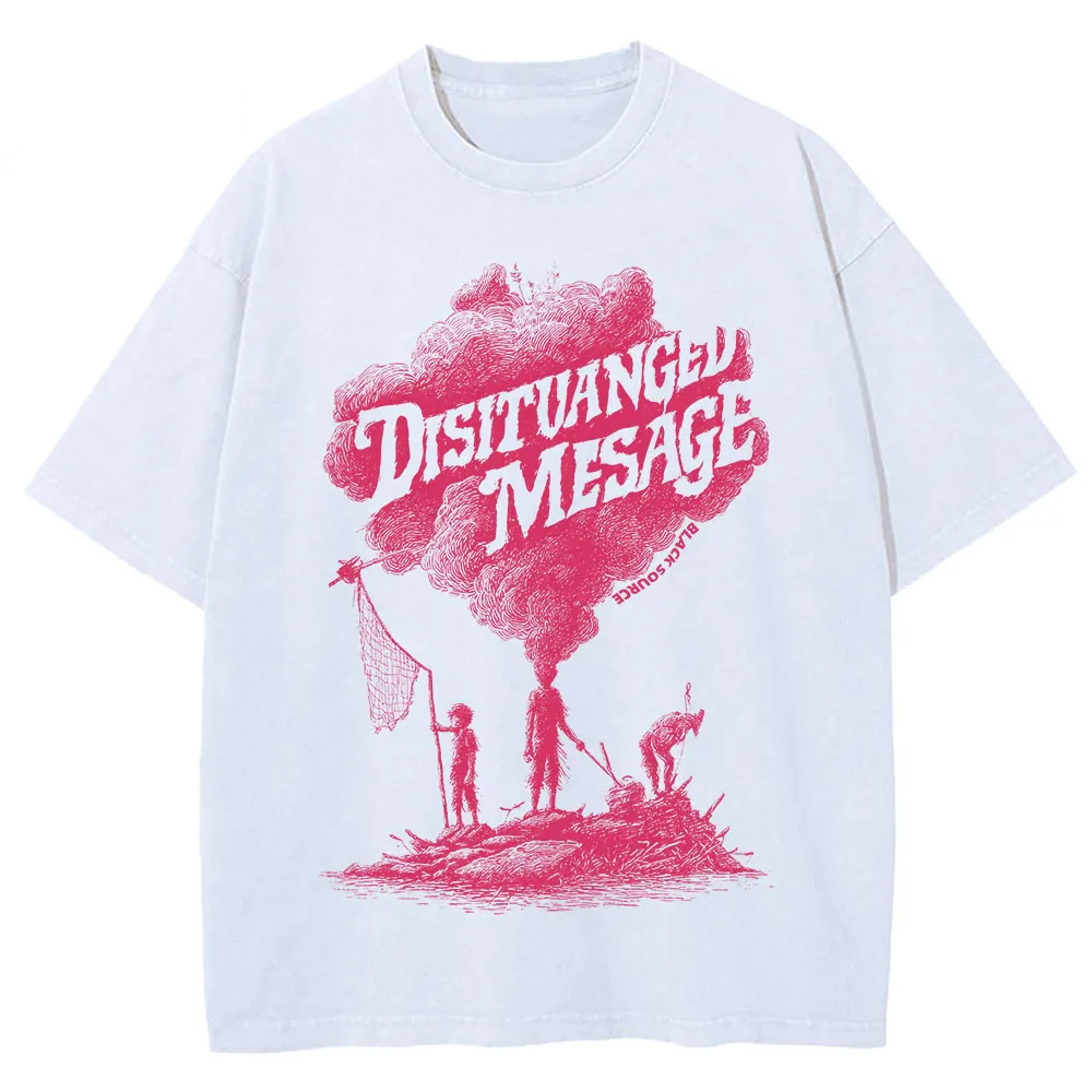 Japanese Cat Cartoon Graphic Baggy T-Shirt Men Streetwear
