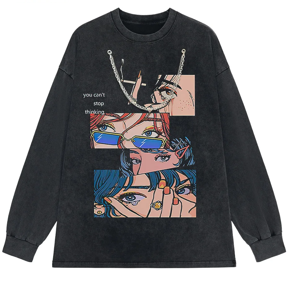 Harajuku Hip Hop Streetwear Anime Cartoon T-Shirt Men Loose Y2K Tee