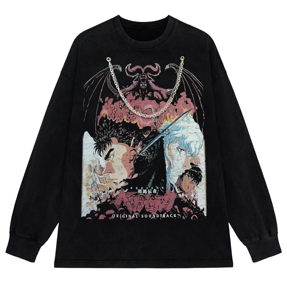 Anime Octopus Vintage Wash Harajuku T-Shirt Japanese Style Unisex