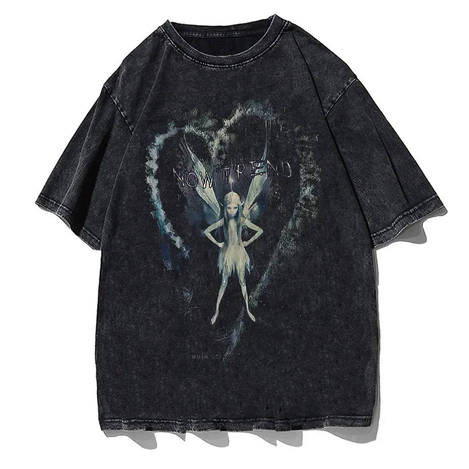 Women's Harajuku Retro Elf Print T-Shirt Hip Hop Oversized Short Sleeve Tee