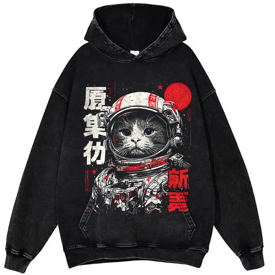 Space Cat Kawaii Graphic T Shirt Oversized Cotton Unisex