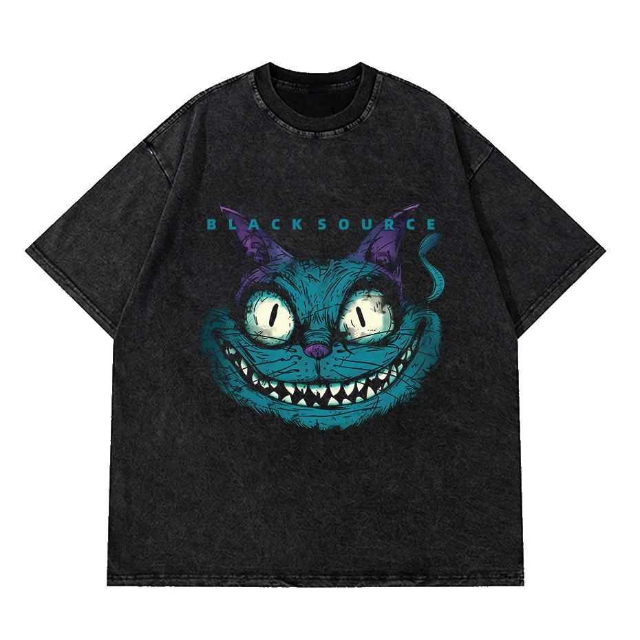 Vintage Crazy Cat Graphic T-Shirt Loose Fit Y2K Tee