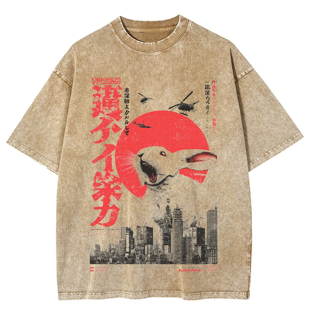 Rabbit Graphic Funny Japanese Art O-Neck Women T-Shirt