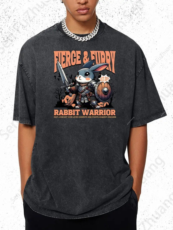 Men's Polyester Short Sleeved Rabbit Warrior Shirt