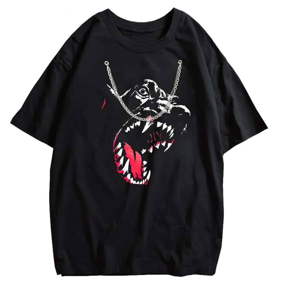 Black Source Vintage Men’s T-Shirt High Street Skull Pattern Acid Wash