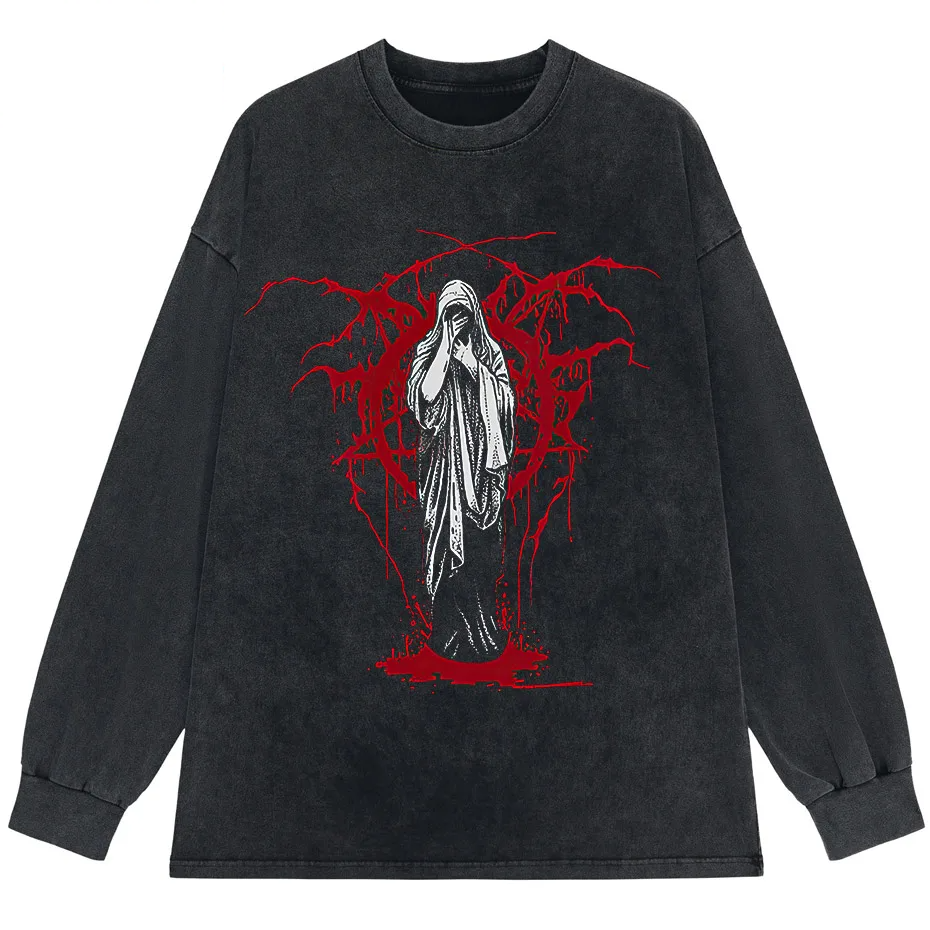 Men's Y2K Punk Harajuku Dark Goth Vintage T-Shirt Loose Fit Cotton Short Sleeve