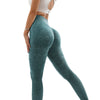 Women's Hollow Wide Band Waist Sports Leggings With Butt Ruching, Scrunch Butt Lifting Tights Seamless Yoga Tummy Control Pants