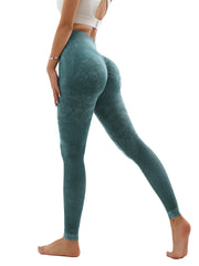 Women's Hollow Wide Band Waist Sports Leggings With Butt Ruching, Scrunch Butt Lifting Tights Seamless Yoga Tummy Control Pants