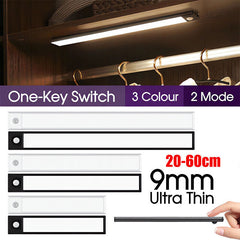 Dimmable LED Motion Sensor Under Closet Light Rechargeable Magnetic Cabinet Lamp