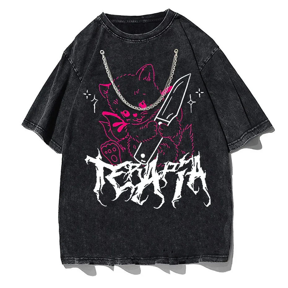 Men's Cute Anime E-Girl Kawaii T-Shirt Vintage Harajuku Streetwear Loose Fit