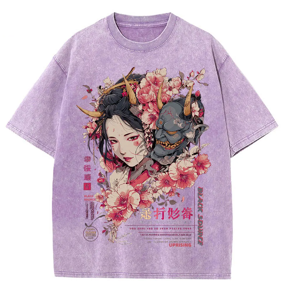 Anime Dragon Floral Graphic T Shirt Unisex Cotton Tee