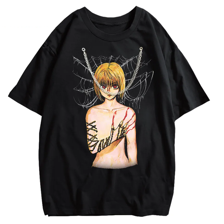 Men's Hip Hop Streetwear Anime Graphic T-Shirt Oversized Cotton Tee