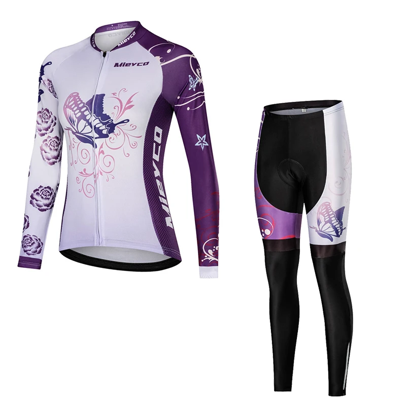 Women Long Sleeve Cycling Jersey Set MTB Bike Quick Dry Breathable Cycling Suit