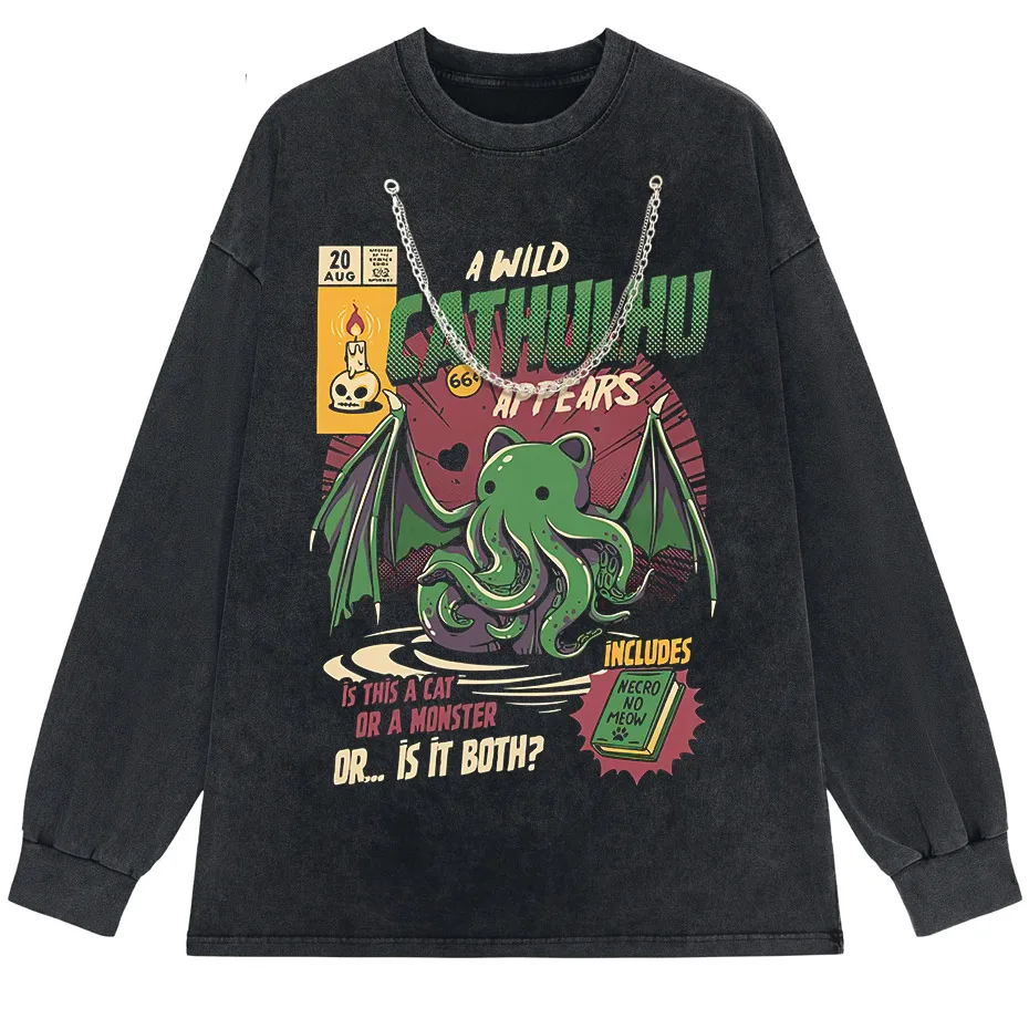 Cthulhu Graphic T-Shirt Men Short Sleeve Summer Tee