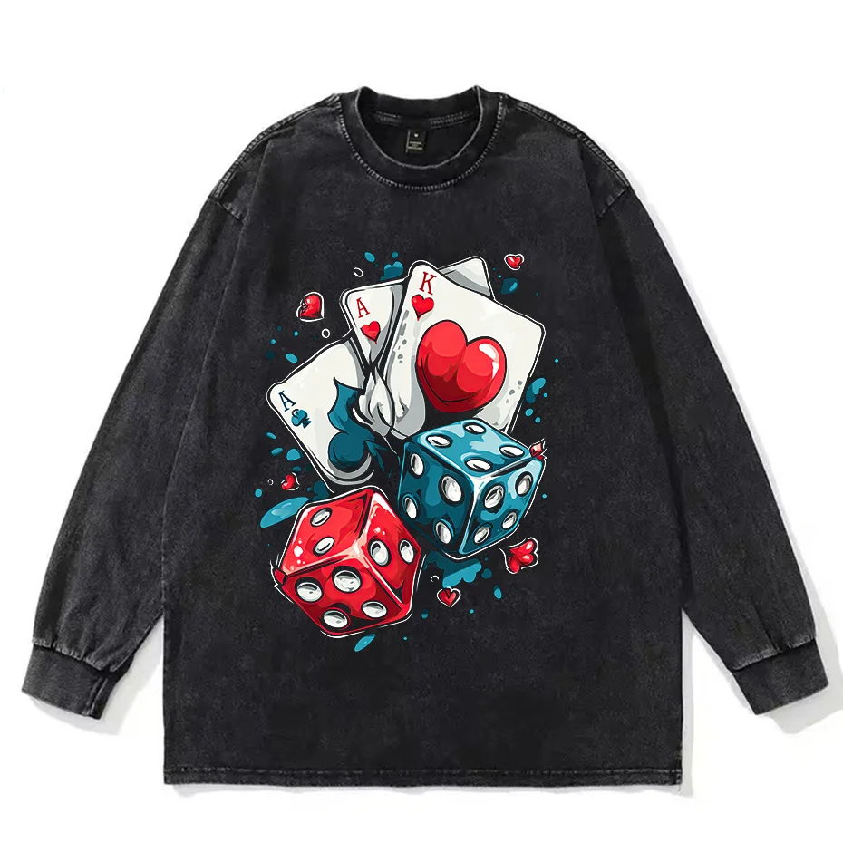 Men's Poker Dice Graphic T-Shirt Casual Loose Fit Summer Short Sleeve Tee