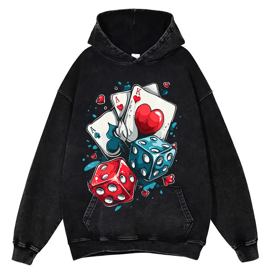 Men's Poker Dice Graphic T-Shirt Casual Loose Fit Summer Short Sleeve Tee