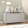 Kids Wooden Toy Box Storage with Safety Hinged Lid for Ages 2+ (Gray)