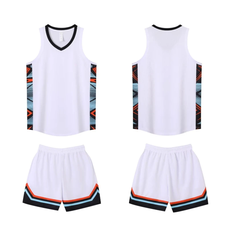 Plus Size Mens Basketball Jersey Set Oversized Sleeveless Shirt and Pants Print Sportswear