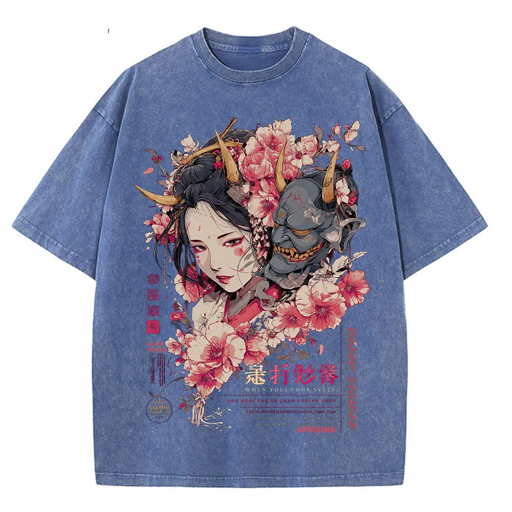 Anime Dragon Floral Graphic T Shirt Unisex Cotton Tee